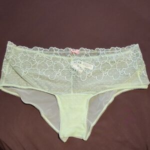 Victoria's Secret Light Green  Sheer  Hearts And Lace Cheeky Hipster. NWT XL